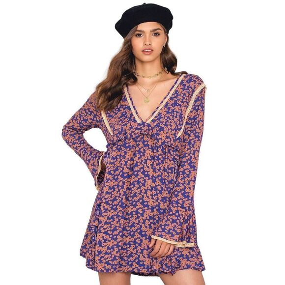 NWT Free People Like You Best Boho Festival Renaissance Mini Dress Size XS - Picture 2 of 13